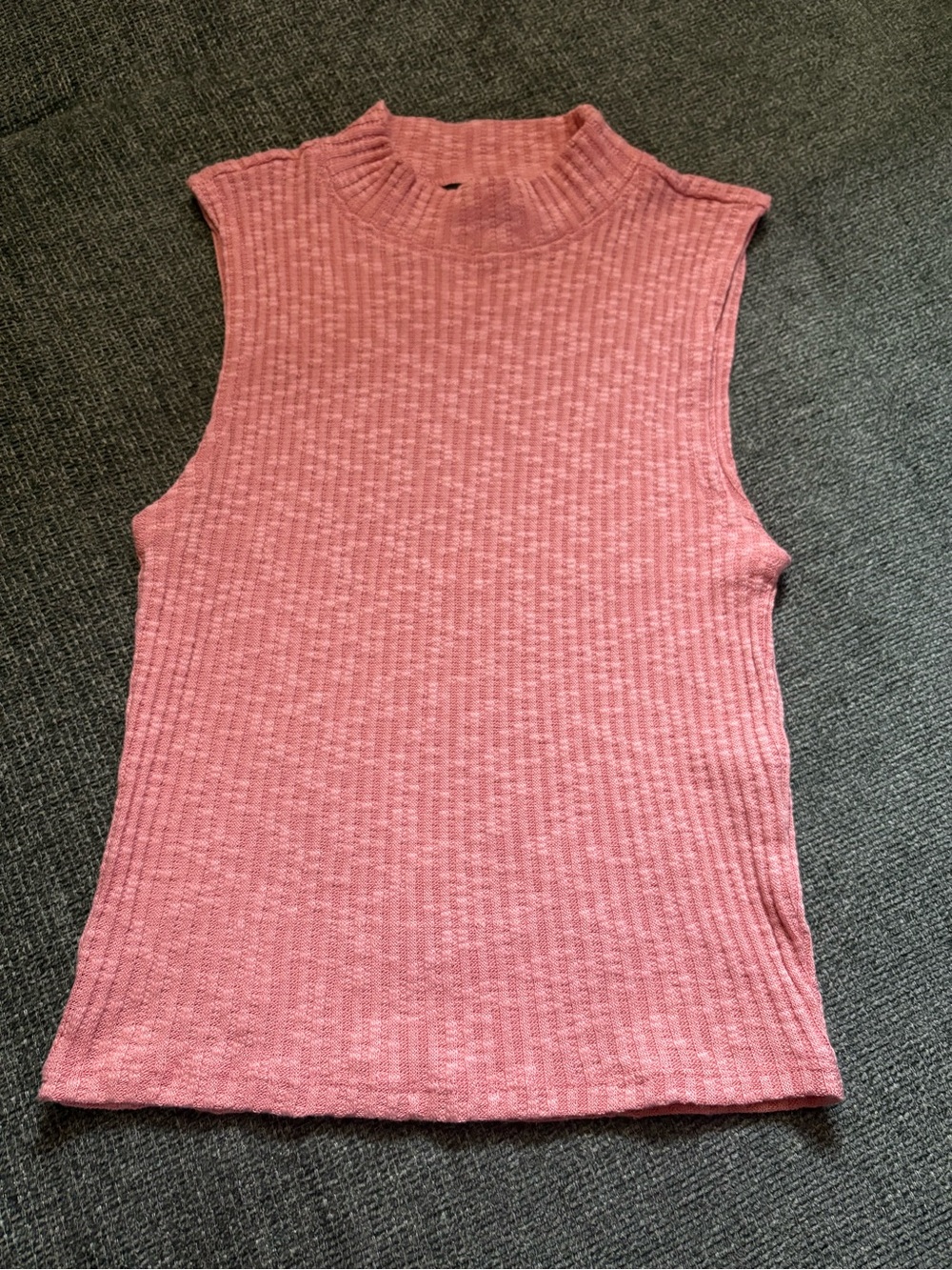 Forever 21 Ribbed Mock Neck Sleeveless Top - Rose Pink